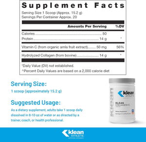 Klean ATHLETE Klean Collagen+C | Collagen Peptides with Vitamin C for Joint and Connective Tissue Support | 10.7 Ounces | Unflavored
