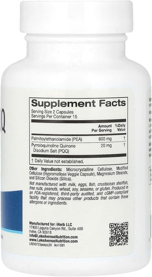 Lake Avenue Pea 300 Mg + PQQ 10 Mg, 30 Veggie Capsules, Nutrition
