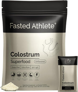 Colostrum Supplement for Gut Health, Grass Fed Colostrum Powder, Pure 50% Igg, Skin & Hair, Recovery, Immunity, Digestion - Unflavored, 30 Serving Packets
