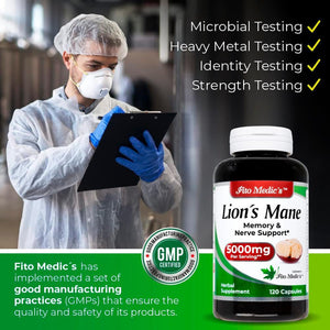 Lab | Lions Mane | 120 Capsules | Lions Mane Supplement | Lions Mane Supplement Capsules | Mushroom Supplement | Ultra High Absorption.
