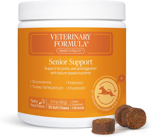 Veterinary Formula Smart Vitality Senior Support Supplement for Dogs - Soft Chews, 100Ct - Support Healthy Joints, Skin, Gut, and Immunity with Glucosamine Chondroitin for Dogs