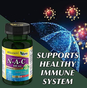 America Medic & Science NAC 600Mg – NAC Supplement for Lung Health & Immune Support, Liver Support & Antioxidants – N-Acetyl-L-Cysteine – 60 Capsules (Pack of 3)