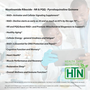 Health Thru Nutrition NR with PQQ | 300Mg Nicotinamide Riboside and 20Mg PQQ as Pureqq & Rejuvnr NAD+ Activator and Mitochondria Maximizer | Certified Vegan Non-Gmo | 3Rd Party Tested | Pack of 60
