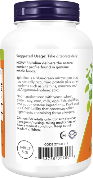 NOW Supplements, Organic Spirulina 500 Mg with Vitamins, Minerals and GLA (Gamma-Linolenic Acid), 200 Tablets