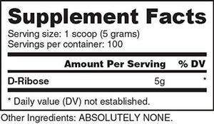Nutrabio Ribose Supplement for a Healthy Heart and Energy Boost, 500G of Powder