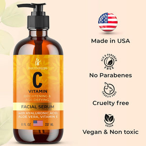 Instaskincare Vitamin C Serum 8Oz - Bovine Colostrum Powder 40% Igg 3.17 OZ