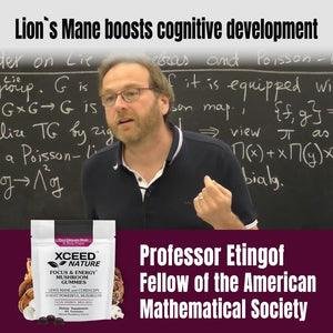 Lions Mane & Cordyceps Mushroom Gummies - 10In1 Supplement - for Focus, Energy, Mood, Memory & Clarity - 60 Pcs