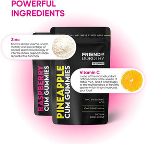 – 100% Vegetarian Pineapple C*M Gummies – Improves Sperm Volume and Load – Semen Volume Supplement – 60 Capsules in Pouch - 1 Month Supply