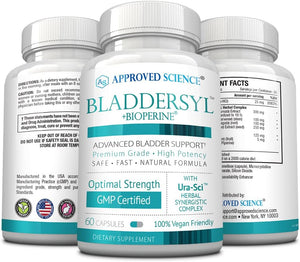 Approved Science Bladdersyl - Urinary Incontinence, Bladder Support - High Absorption - 180 Capsules - 3 Month Supply - Vegan