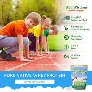 Vital Whey - Natural-15G Protein per Serve - Clean Holistic Grass-Fed Whey Powder for Immune Vitality - Wellness Nutrition - 600G
