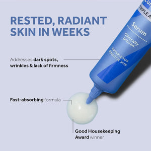 No7 Lift & Luminate Triple Action Skincare Set - Broad Spectrum anti Aging Day Cream SPF 30 + Vitamin C Wrinkle Serum + Collagen Peptide Brightening Night Cream (3 Piece Kit)