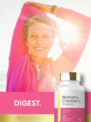 Women'S Cranberry plus Probiotics | 120 Capsules | with 14 Probiotic Strains | Vegetarian, Non-Gmo, Gluten Free Supplement