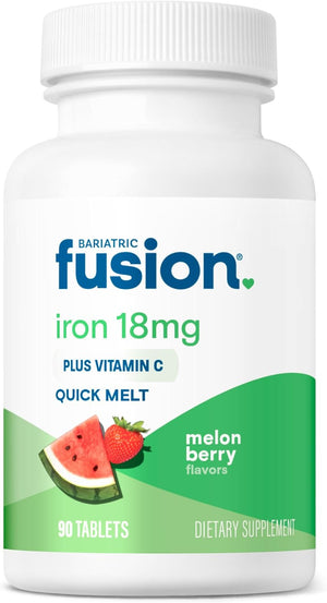 Iron Supplement for Women Quick Melt | Sugar Free Dissolvable Chewable Iron Tablets | Ferrous Fumarate 18 Mg Iron with Vitamin C | Melon Berry | Gluten, Dairy and Soy Free | 90 Count