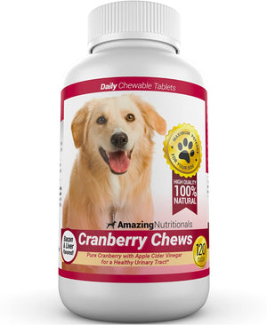 Amazing Cranberry for Dogs Pet Antioxidant, Urinary Tract Support Prevents and Eliminates UTI in Dogs, 120 Chews