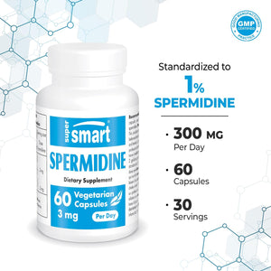 Supersmart - Spermidine 3Mg per Day - Rice Starch Extract Supplement | Non-Gmo & Gluten Free - 60 Vegetarian Capsules