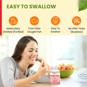 Halal Fish Oil Softgels 100 Ct, Standard Strength - Halal Omega 3 Fish Oil Supplements. Wild Caught, Non-Gmo & Purified Fish Oil - Halal Vitamins