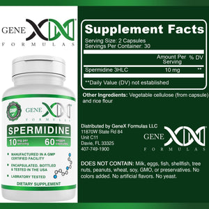 GENEX Spermidine Supplement (60 Vegan Capsules)-10Mg of Spermidine from Wheat Germ Extract, Autophagy Supplement for Healthy Aging & Cell Renewal, Non-Gmo, Gluten-Free