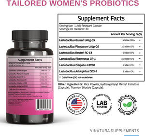 Lactobacillus Rhamnosus, Reuteri, Gasseri, Plantarum, Crispatus, Acidophilus Probiotics - 38 Billion CFU *USA Made & Tested* Vaginal Probiotics, Women Probiotic, Gut Health