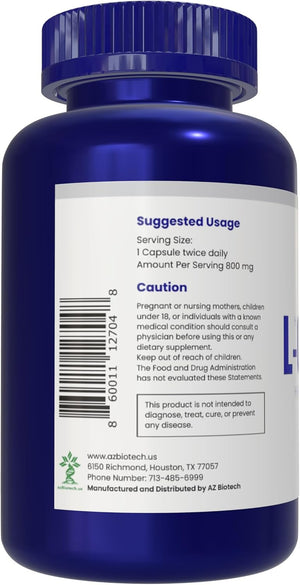 L-Carnosine 400Mg Capsules, 180 Count, L-Carnosine Supplement for Immune Support, Cellular Health, Energy Production, and Performance Enhancement