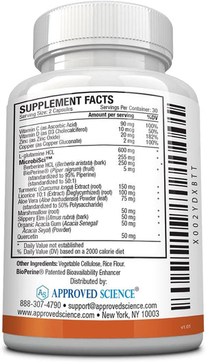 Approved Science® Gutsyl- Leaky Gut Supplement- Protect GI Tract with Aloe Vera, Marshmallow Root, Licorice, and Slippery Elm- Contains Prebiotic and Bioperine- 6 Month Supply- 100% Vegan
