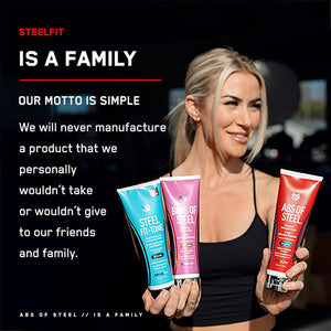 Steelfit Abs of Steel | Heat-Activated Maximum Definition Cream | 30-45 Days of Supply | Skin Firming Lotion for Sculpting Abs | L-Carnitine Supplement | Pre & Post Workout for Men & Women