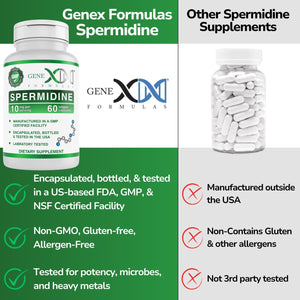 GENEX Spermidine Supplement (60 Vegan Capsules)-10Mg of Spermidine from Wheat Germ Extract, Autophagy Supplement for Healthy Aging & Cell Renewal, Non-Gmo, Gluten-Free