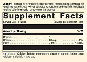 Standard Process - Prolamine Iodine - Supports Healthy Iodine Levels, Healthy Thyroid Function, Calcium, Iodine, Gluten Free and Vegetarian - 180 Tablets