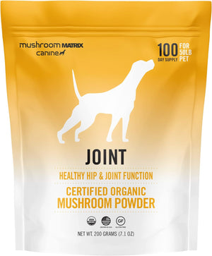 Om Mushroom Matrix Pet - Canine | Joint & Hip Function | USA Grown Human-Grade Organic Mushroom Powder Pet Supplement | Promotes Resilient Bones & Joints for Dogs & Cats | 100 Grams, 3.5 Oz