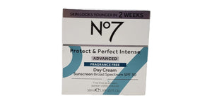No 7 Protect and Perfect Advanced Fragrance Free Face Cream - Day and Night Bundle - 1.69 Fl Oz Each - Fragrance Free Day and Night Cream by No 7 - SPF 30 in Day Cream
