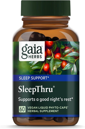 Gaia Herbs Sleepthru - Natural Sleep Support Supplement with Organic Ashwagandha Root, Organic Magnolia Bark, Passionflower, and Jujube Date - 120 Vegan Liquid Phyto-Capsules (60-Day Supply)
