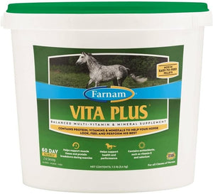Farnam Vita plus Balanced Multi-Vitamin & Mineral Horse Supplement, Provides Balanced Nutrition to Support Overall Health and Performance, 3.75 Pounds, 30 Day Supply