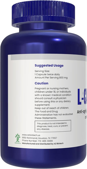 L-Carnosine 400Mg Capsules, 240 Count, L-Carnosine Supplement for Immune Support, Cellular Health, Energy Production, and Performance Enhancement