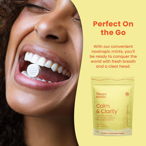 Neurogum Calm & Clarity Mints (90 Pieces) - Sugar Free with L-Theanine + GABA + Vitamin D3 - Nootropic Brain Supplements for Memory - Enhances Calm, Stress Relief for Men & Women - Honey Lemon