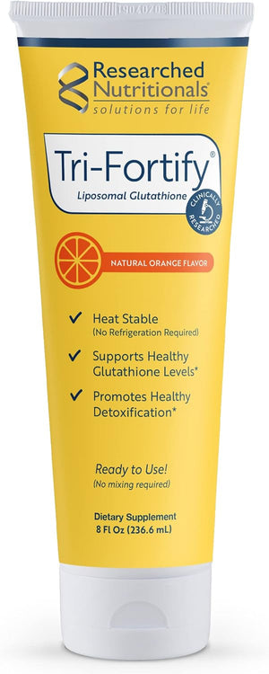 Tri-Fortify Liposomal Glutathione - Clinically Researched for Superior Absorption - Supports Immune Health, Energy & Daily Detox - Orange Flavor for Kids & Adults (8 Fl Oz)