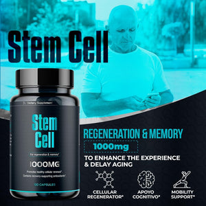 Premium Stem Cell Supplement 1,000Mg | 120 Caps | Boosts Immunity Reduces Joint Soreness | Support Natural Antiaging & Longevity Proprieties | Spirulina & Chlorella | Celulas Madre (3)