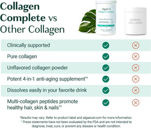 ALGAECAL Hydrolyzed Collagen Complete - Anti-Aging Collagen Powder with Clinically-Supported Beauty Collagen + Free Triple Power Omega 3 Fish Oil 7 Single Serve