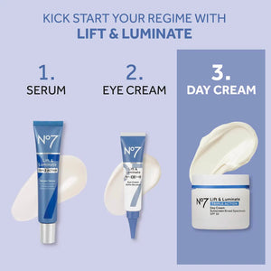 No7 Lift & Luminate Triple Action Day Cream - Anti-Aging Face Cream SPF 30, Hyaluronic Acid & Vitamin C - Visibly Firms Skin for Healthy Looking Radiance - Suitable for Sensitive Skin (1.69 Fl Oz)