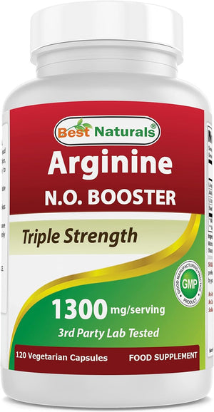 L-Arginine NO Booster Triple Strength 1300 Mg Serving 120 Veg Capsules (120 Count (Pack of 1))