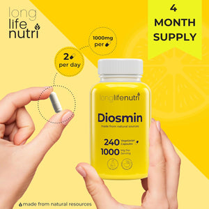 Diosmin 1000Mg Advanced Formula - 240 Capsules for Circulatory Health Support, 4-Month Supply, Non-Gmo, Made in USA - Daily Wellness Supplement
