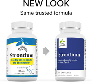 Terry Naturally Strontium - 60 Capsules - Supports Bone Strength & Density - Non-Gmo, Gluten Free, Kosher - 30 Servings