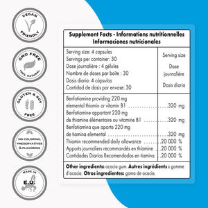 '- Benfotiamine 320Mg per Day (High Potency) - Bioavailable Thiamine - Vitamin B1 Benfotiamine Supplement | Non-Gmo & Gluten Free - 120 Vegetarian Capsules