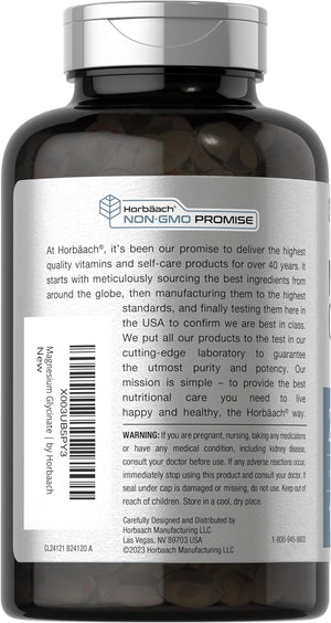 Horbäach Magnesium Glycinate | 250Mg | 120 Softgels | Non-Gmo and Gluten Free Supplement