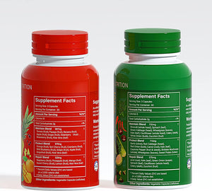 Nature Fruits and Veggies/Vitamins Supplements Dietary Nutritional Balance 90 Fruit and 90 Veggie Capsules-(Pack of 2)