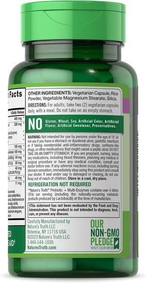 Probiotics with Enzymes | 60 Capsules | Stomach Friendly for Men and Women | Non-Gmo and Gluten Free Digestive Health Supplement