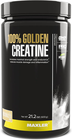 Maxler 100% Golden Creatine - Micronized Creatine Monohydrate Powder - Muscle Building Supplements - Pre/Post Workout Vegan Supplement - Gluten Free Unflavored Creatine Powder - 600 G