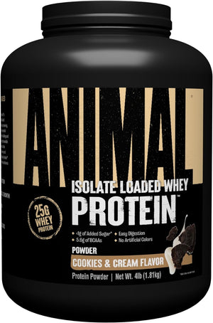 Animal Whey Isolate Protein Powder - Loaded for Pre & Post Workout Muscle Builder and Recovery with Digestive Enzymes for Men & Women - 25G Protein, Great Taste, Low Sugar - Brownie Batter 4 Lbs