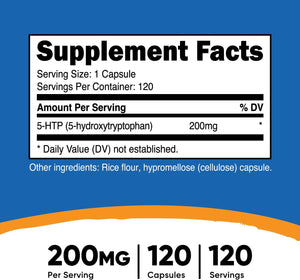 Nutricost 5-HTP 200Mg, 60 Vegetarian Capsules (5-Hydroxytryptophan) - Non-Gmo & Gluten Free