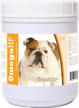 Healthy Breeds Bulldog Omega HP Fatty Acid Skin and Coat Support Soft Chews 90 Count