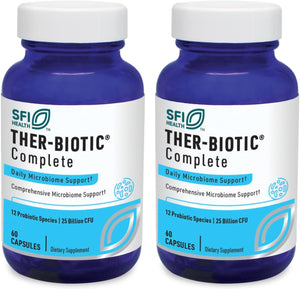 Klaire Labs Ther-Biotic Complete - Probiotic Supplement with 25 Billion CFU - Hypoallergenic Probiotics for Men + Women - Digestive, Gut Health + Immune Support - Dairy-Free (60 Caps / 2 Pack)