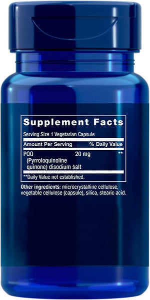 Life Extension PQQ Caps, Pyrroloquinoline Quinone, 20 Milligrams 30 Vegetarian Capsules. Pack of 2 Bottles.